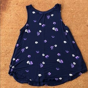 Navy Blue Floral Luxe Top